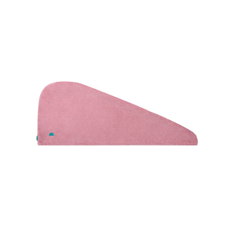 Cataleya turban hair towel in pink, side view