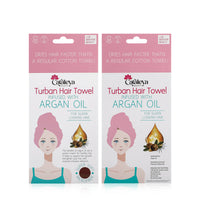 Cataleya Turban Hair Towel Infused With Argan Oil packaging, front