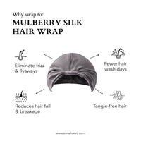 Esmé silk hair wrap information graphic