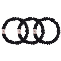 Esmé skinny silk scrunchies in black, set of three