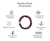 Esmé silk scrunchies information graphic