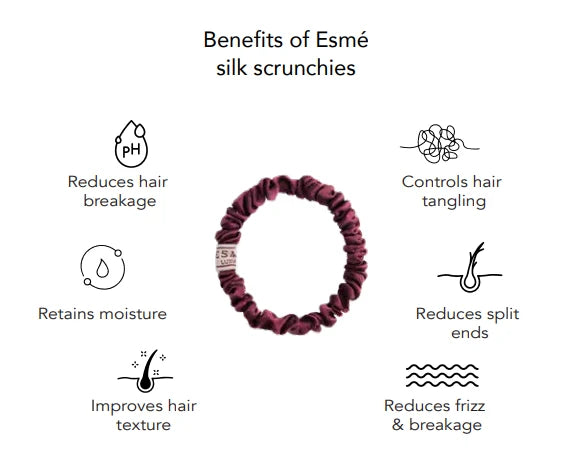 Esmé silk scrunchies information graphic