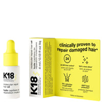K18 Molecular Repair Hair Oil sample bottle with sample card
