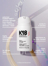 K18 Leave-In Molecular Repair Hair Mask information graphic