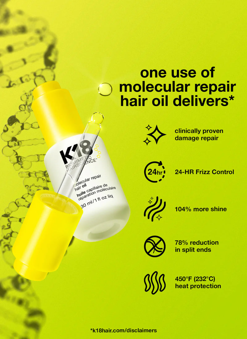 K18 Molecular Repair Hair Oil information graphic