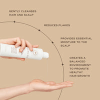Innersense Hair Renew Scalp Hairbath graphic with product dispensed into a hand