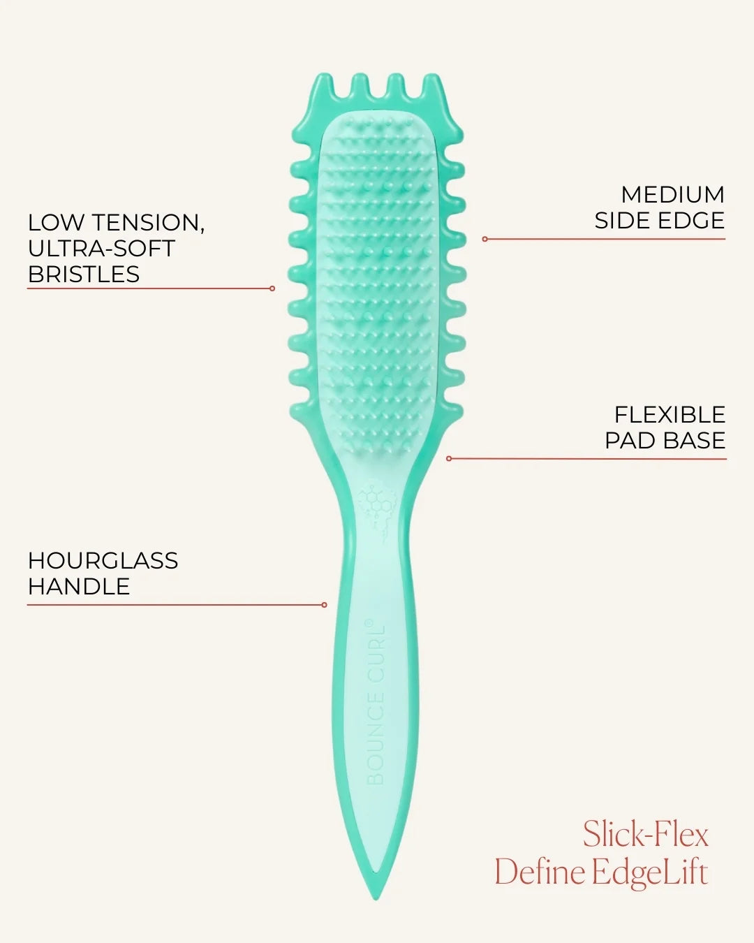 Slick-Flex Define EdgeLift Brush - Teal - features